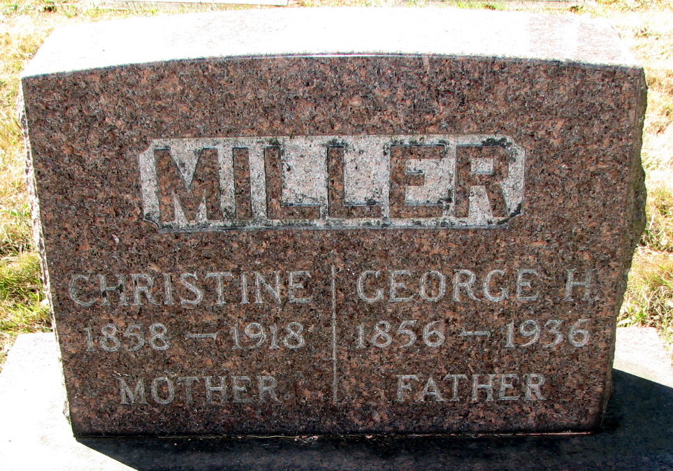 Miller tombstone at the Rose City Cemetery.