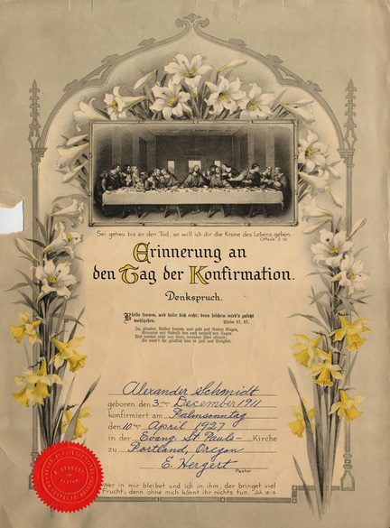 Alexander Schmidt confirmation certificate