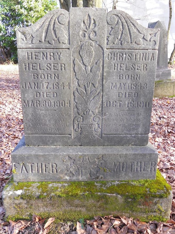 Tombstone of Henry and Christina Helser at the Columbian Cemetery.