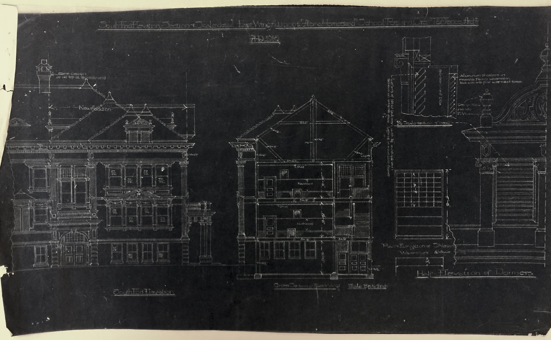 Architectural drawing of the Albina Homestead School South-Side Elevation