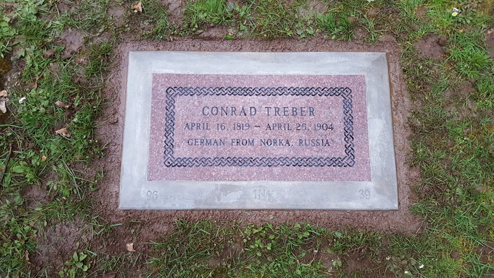 Conrad Treber headstone at the Lone Fir Cemetery.
