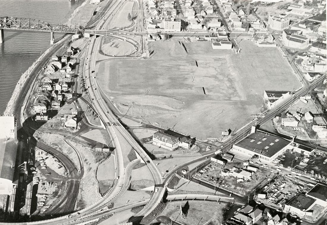View of the Memorial Coliseum site before construction in 1959. 
