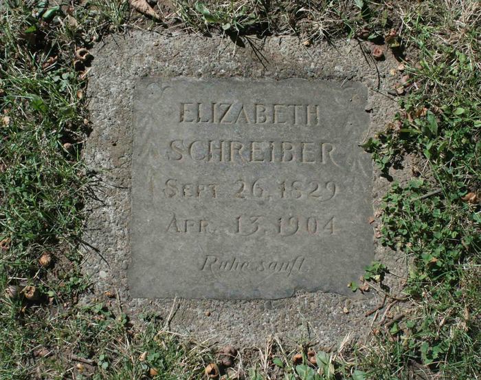 Elizabeth Schreiber grave marker at the Lone Fir Cemetery