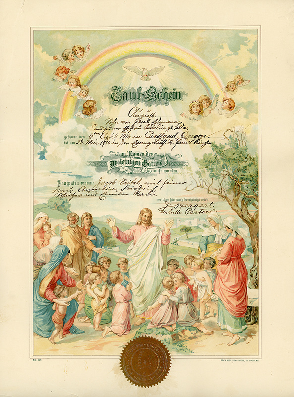 August Erdman baptism certificate