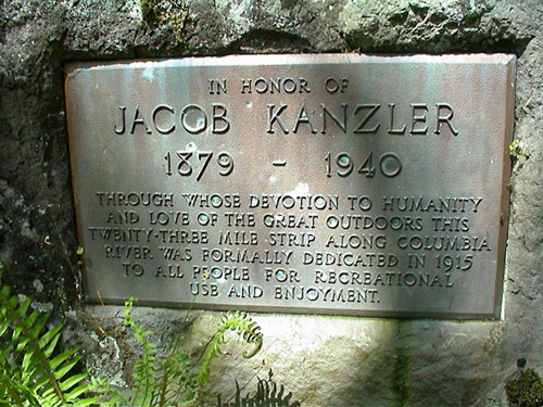 Jacob Kanzler Monument on the Eagle Creek Trail 