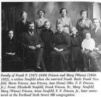Photograph of F. F. Friesen Sr. family. F. F. Friesen Jr. ministered at the Mennonite Brethren Church. 