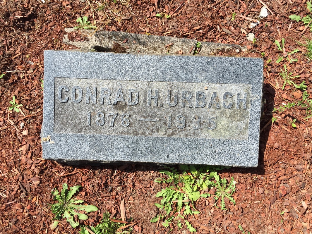 Grave marker for Conrad Heinrich Urbach at the Champoeg Cemetery.