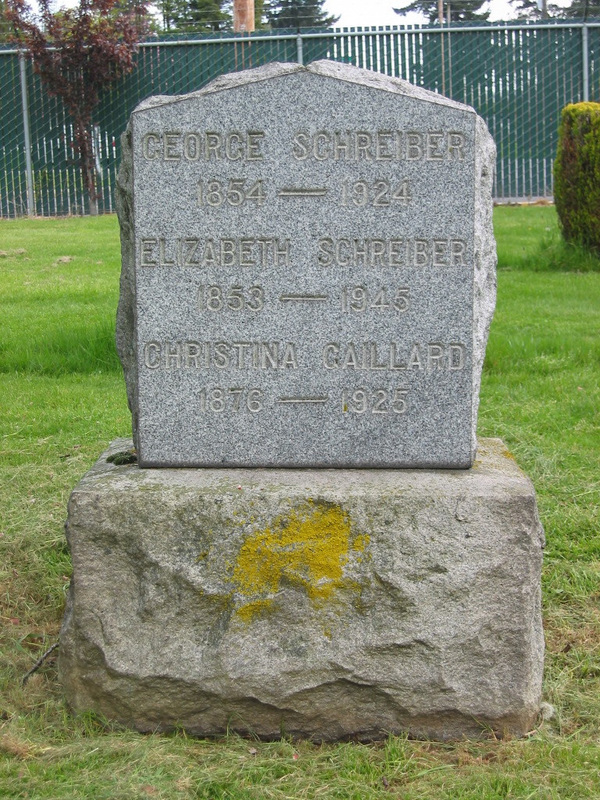 Schreiber grave marker at Rose City Cemetery