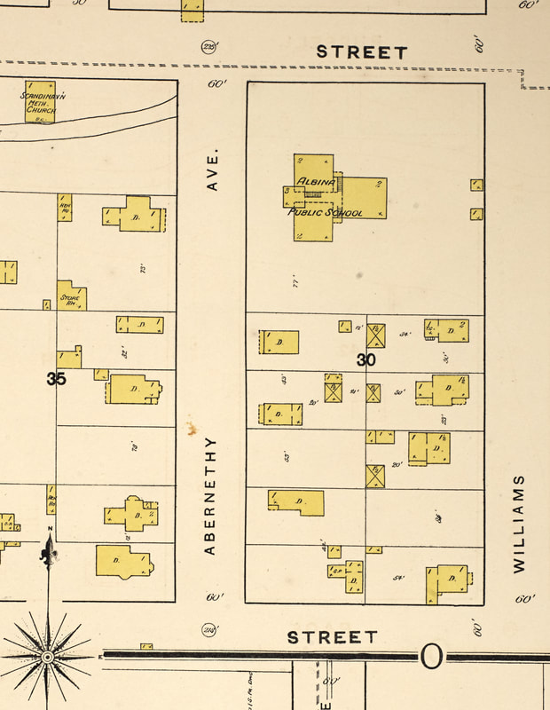 Map showing Albina School House in 1889