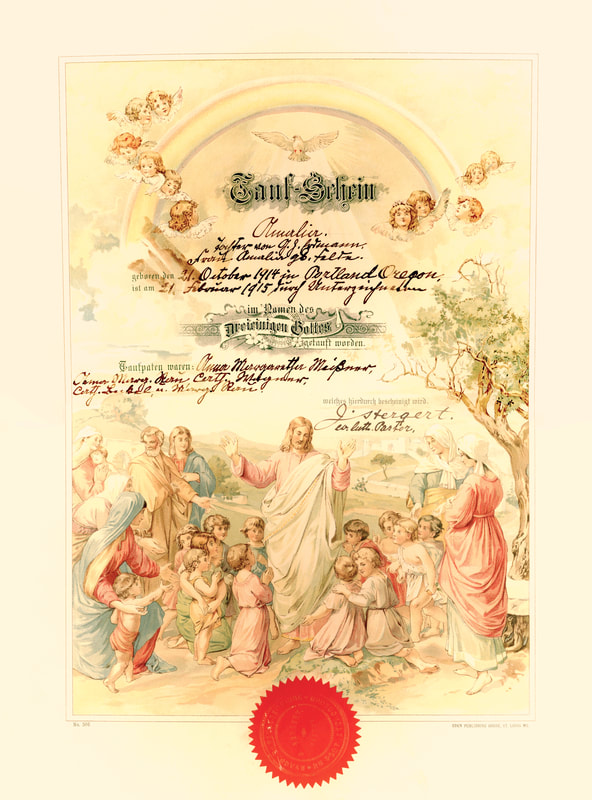 Amalie Erdman baptism certificate