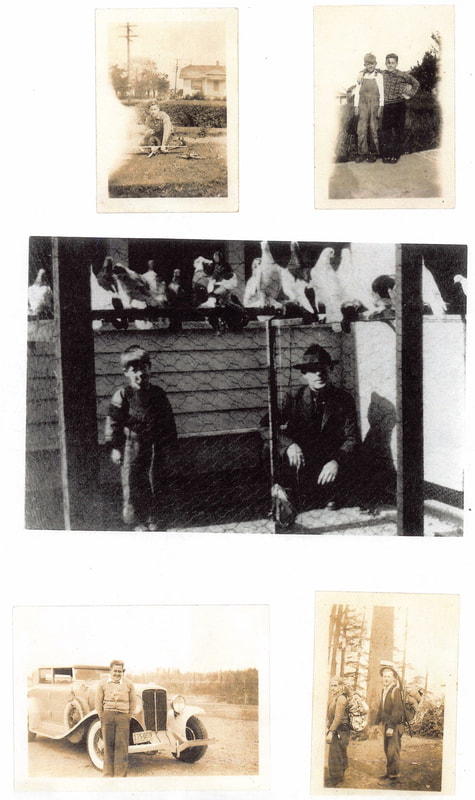 Center photo shows Johann Georg Külthau (George Kildow) and his son Fred. They lived at 318 Shaver and 230 Shaver. George raised pigeons which he showed at the Multnomah County Fair and won many ribbons for 1st, 2nd, and 3rd prizes. Courtesy of Geraldine Kildow. 