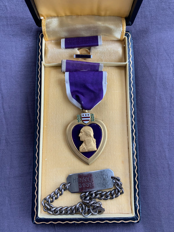Henry Smith Purple Heart and identification bracelet.