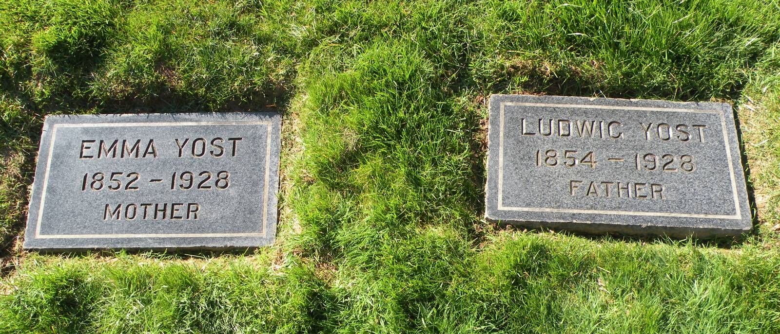Emma and Ludwig Yost headstones.