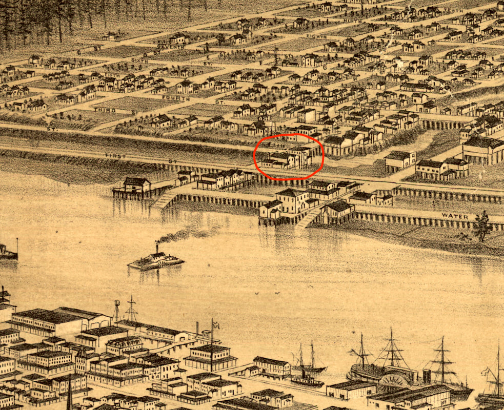 Location of the Oriental Hotel in 1879