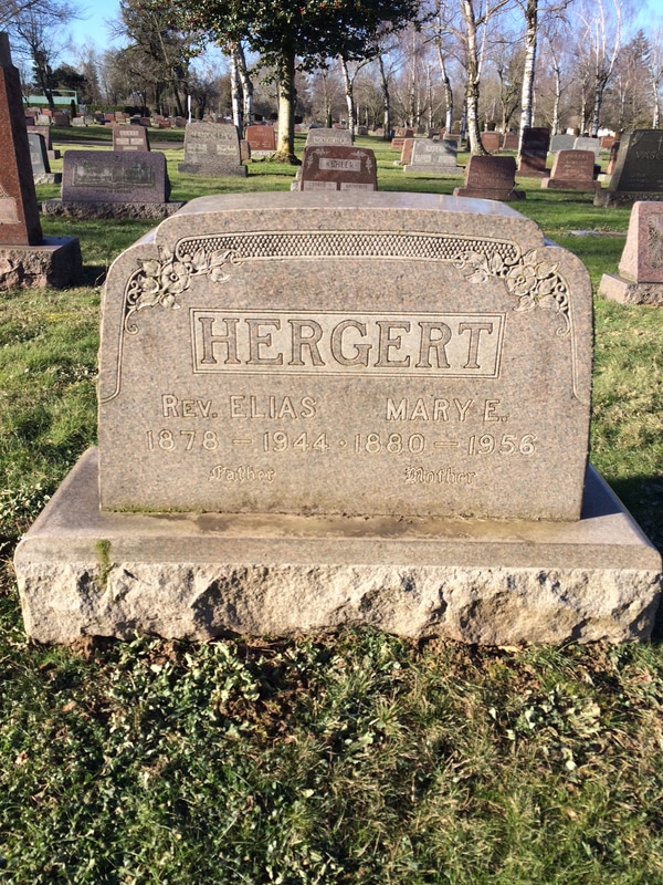 Grave marker for Rev. Elias Hergert