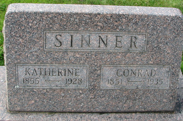 Katherine and Conrad Sinner headstone