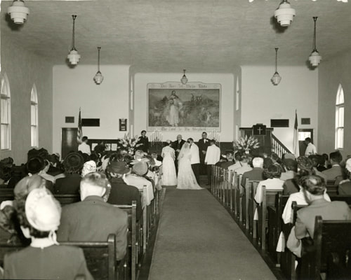 The Walter Miller and Emily Erdman wedding in March 1952. Photograph courtesy of Valerie Miller.